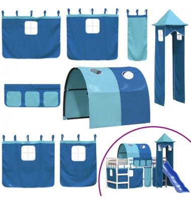Aukšta vaikiška lova su bokštu, mėlyna, 80x200cm, pušis - Lovos - 8