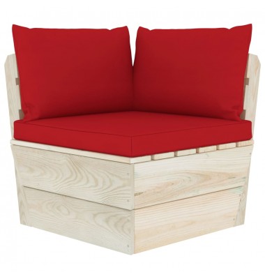 Dvivietė sodo sofa iš palečių su pagalvėlėmis, eglės mediena - Lauko baldų komplektai - 4