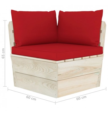 Dvivietė sodo sofa iš palečių su pagalvėlėmis, eglės mediena - Lauko baldų komplektai - 6
