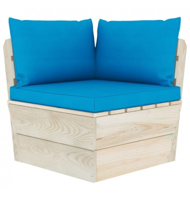 Trivietė sodo sofa iš palečių su pagalvėlėmis, eglės mediena - Lauko baldų komplektai - 4