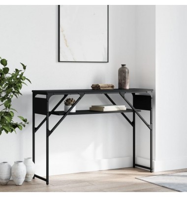  Konsolinis staliukas su lentyna, juodas, 105x30x75cm, mediena - Žurnaliniai staliukai - 1