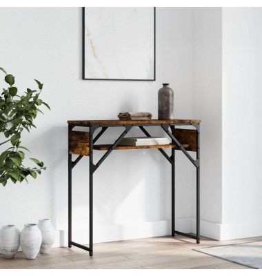  Konsolinis staliukas su lentyna, dūminis, 75x30x75cm, mediena - Žurnaliniai staliukai - 1