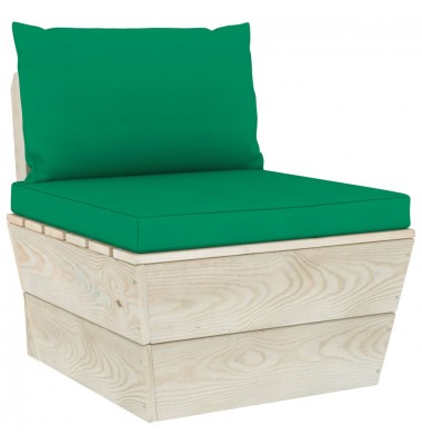Keturvietė sodo sofa iš palečių su pagalvėlėmis, eglės mediena - Lauko baldų komplektai - 6