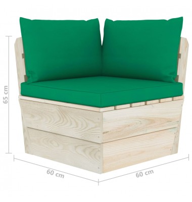 Keturvietė sodo sofa iš palečių su pagalvėlėmis, eglės mediena - Lauko baldų komplektai - 7