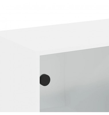  Sieninė spintelė su stiklinėmis durelėmis, balta, 68x37x68,5cm - Biuro spintos, spintelės - 9