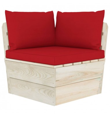 Keturvietė sodo sofa iš palečių su pagalvėlėmis, eglės mediena - Lauko baldų komplektai - 4