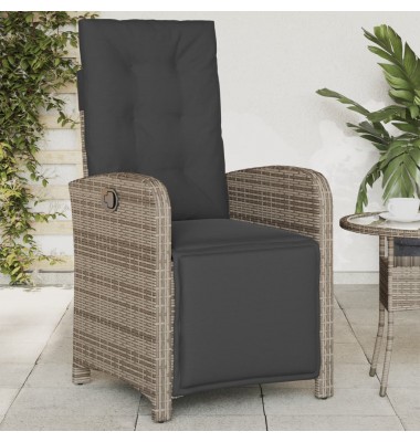  Atlošiama sodo kėdė su pakoja, pilkos spalvos, poliratanas - Lauko kėdės - 1