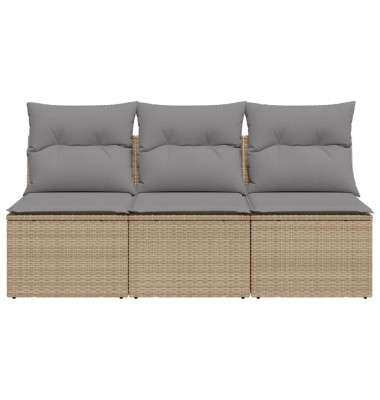  Trivietė sodo sofa su pagalvėlėmis, smėlio spalvos, poliratanas - Lauko sofos, lovos - 4