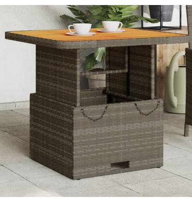  Sodo stalas, pilkas, 80x80x71cm, poliratanas/akacijos mediena - Lauko stalai, staliukai - 1