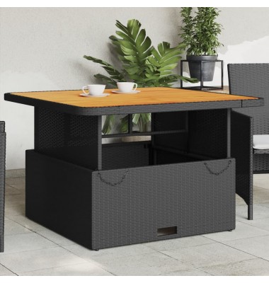  Sodo stalas, juodas, 110x110x71cm, poliratanas/akacijos mediena - Lauko stalai, staliukai - 1