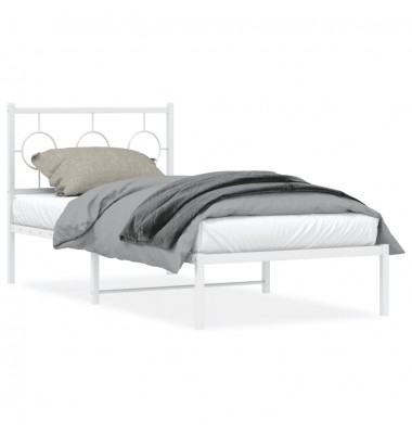  Metalinis lovos rėmas su galvūgaliu, baltos spalvos, 90x200cm - Lovos - 1
