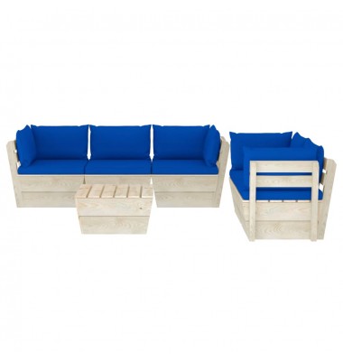  Sodo baldų komplektas iš palečių su pagalvėlėmis, 6 dalių, eglė - Lauko baldų komplektai - 3