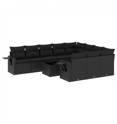  Sodo komplektas su pagalvėlėmis, 11 dalių, juodas, poliratanas - Lauko baldų komplektai - 2