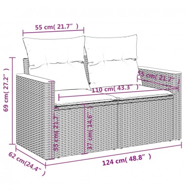  Sofos komplektas su pagalvėlėmis, 6 dalių, smėlio, poliratanas - Lauko baldų komplektai - 8