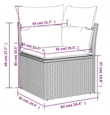  Sofos komplektas su pagalvėlėmis, 6 dalių, smėlio, poliratanas - Lauko baldų komplektai - 9