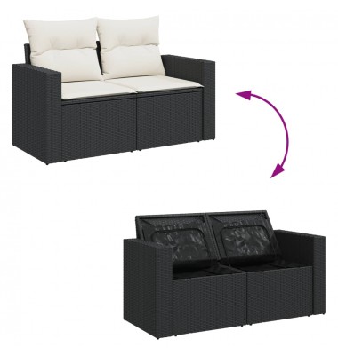  Sofos komplektas su pagalvėlėmis, 13 dalių, juodas, poliratanas - Lauko baldų komplektai - 3