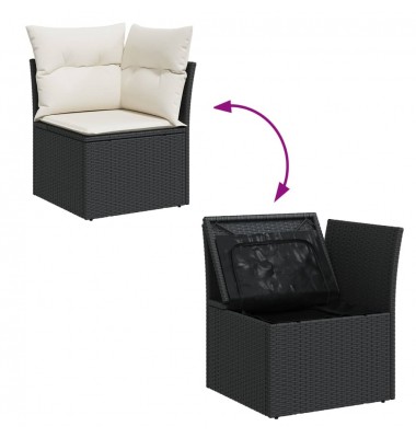  Sofos komplektas su pagalvėlėmis, 13 dalių, juodas, poliratanas - Lauko baldų komplektai - 5