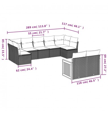  Sodo komplektas su pagalvėlėmis, 9 dalių, juodas, poliratanas - Lauko baldų komplektai - 3