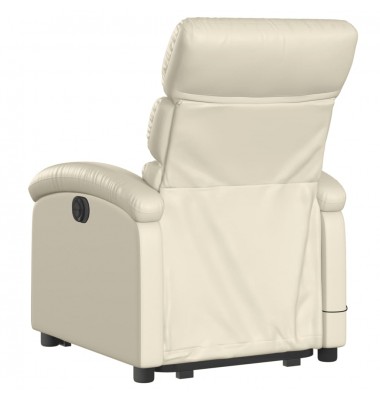  Atsistojantis masažinis krėslas, kreminis, dirbtinė oda - Foteliai, krėslai - 4