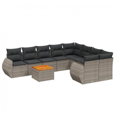  Sofos komplektas su pagalvėlėmis, 9 dalių, pilkas, poliratanas - Lauko baldų komplektai - 2
