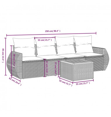  Sofos komplektas su pagalvėlėmis, 5 dalių, pilkas, poliratanas - Lauko baldų komplektai - 3