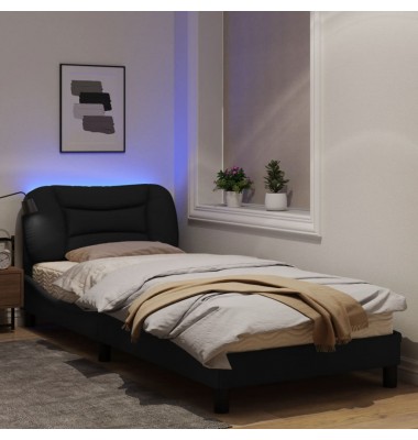  Lovos rėmas su LED, juodos spalvos, 90x200cm, audinys - Lovos - 4