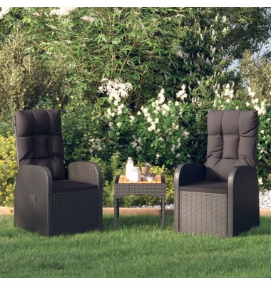  Sodo kėdės su pagalvėlėmis, 2vnt., juodos, poliratanas - Lauko kėdės - 1