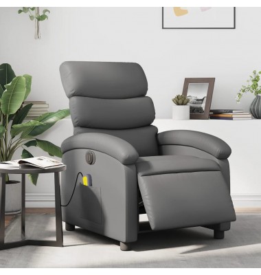  Elektrinis atlošiamas masažinis krėslas, pilkas, dirbtinė oda - Foteliai, krėslai - 1