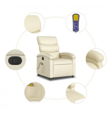  Elektrinis atlošiamas masažinis krėslas, kreminis, dirbtinė oda - Foteliai, krėslai - 8