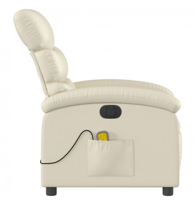  Elektrinis atlošiamas masažinis krėslas, kreminis, dirbtinė oda - Foteliai, krėslai - 10