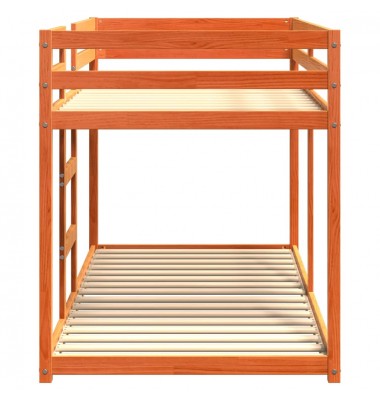 Dviaukštė lova, vaško ruda, 90x200cm, pušies medienos masyvas - Lovos - 5