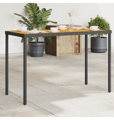  Stalas su akacijos stalviršiu, juodas, 115x54x74cm, poliratanas - Lauko stalai, staliukai - 1