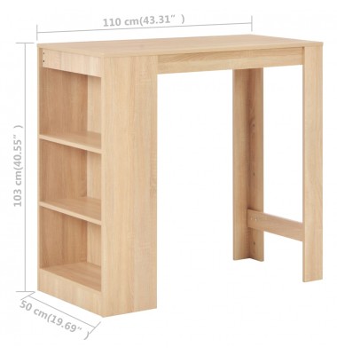  Baro stalas su lentyna, ąžuolo sp., 110x50x103cm - Stalai - 6