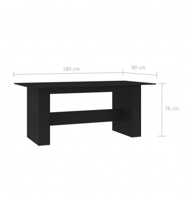  Valgomojo stalas, juodos spalvos, 180x90x76 cm, MDP - Stalai - 7