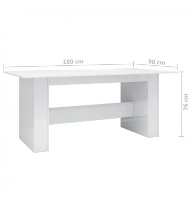  Valgomojo stalas, baltos sp., 180x90x76cm, MDP, labai blizgus - Stalai - 7