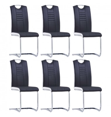  Valgomojo kėdės, 6 vnt., juodos, dirbtinė oda - Valgomojo Kėdės - 1