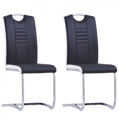  Gembinės valgomojo kėdės, 2vnt., juodos spalvos, dirbtinė oda - Valgomojo Kėdės - 1