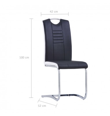  Gembinės valgomojo kėdės, 2vnt., juodos spalvos, dirbtinė oda - Valgomojo Kėdės - 6