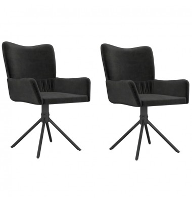 Pasukamos valgomojo kėdės, 2vnt., juodos spalvos, aksomas - Valgomojo Kėdės - 2