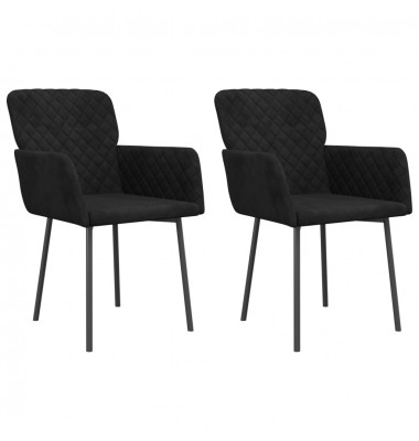  Valgomojo kėdės, 2vnt., juodos spalvos, aksomas - Valgomojo Kėdės - 2