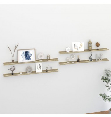  Sieninės lentynos, 4vnt., baltos ir ąžuolo spalvos, 115x9x3cm - Pakabinamos lentynos, spintelės - 1