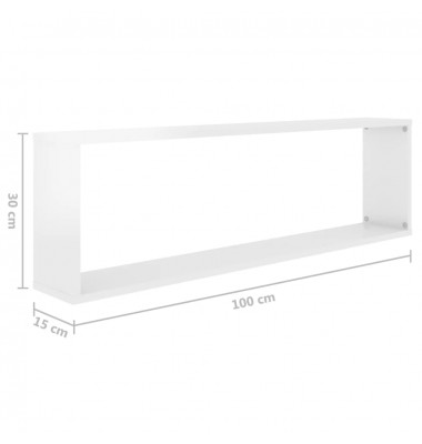  Sieninės lentynos, 4vnt., baltos, 100x15x30cm, MDP, kubo formos - Pakabinamos lentynos, spintelės - 9