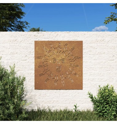  Sodo sienos dekoracija, 55x55cm, corten plienas, saulės dizaino - Meno kūriniai - 1