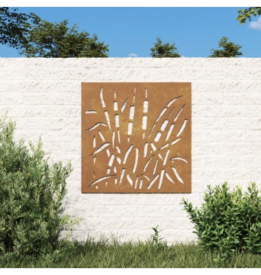  Sodo sienos dekoracija, 55x55cm, corten plienas, žolės dizaino - Meno kūriniai - 1
