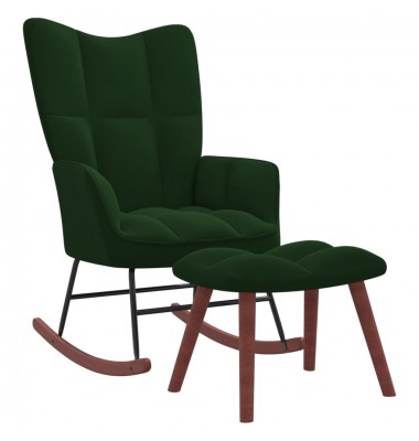  Supama kėdė su pakoja, tamsiai žalios spalvos, aksomas - Supamos kėdės - 1