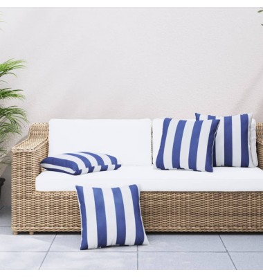  Pagalvėlės, 4vnt., mėlyni ir balti dryžiai, 50x50 cm, audinys - Dekoratyvinės pagalvėlės - 1