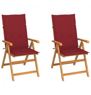  Sodo kėdės su vyno raudonomis pagalvėlėmis, 2vnt., tikmedis - Lauko kėdės - 1