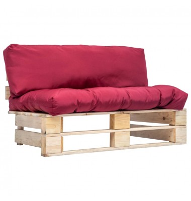 Sodo sofa iš palečių su raudonomis pagalvėlėmis, pušies mediena - Lauko sofos, lovos - 1
