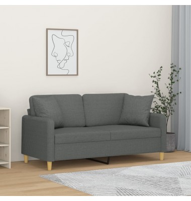  Dvivietė sofa su pagalvėlėmis, tamsiai pilka, 140cm, audinys - Sofos, sofos-lovos - 1