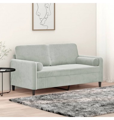  Dvivietė sofa su pagalvėlėmis, šviesiai pilka, 140cm, aksomas - Sofos, sofos-lovos - 1